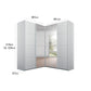 Rauch Lema 4 Door Sliding Corner Wardrobe - Silk Grey Glass - Dimensions