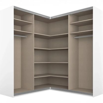 Rauch Lema 4 Door Sliding Corner Wardrobe - High Gloss Effect Grey - Interior view