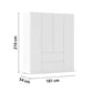 Rauch Leon Alpine White 4 Door Hinged Wardrobe with Drawers – 181cm