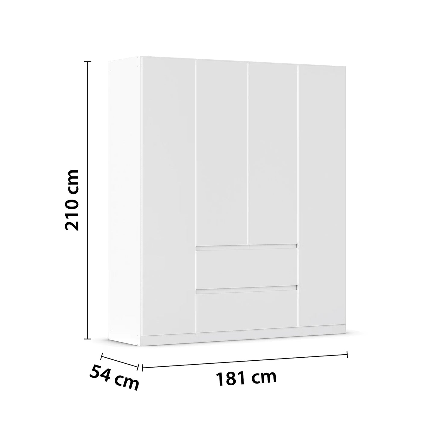 Rauch Leon Alpine White 4 Door Hinged Wardrobe with Drawers – 181cm