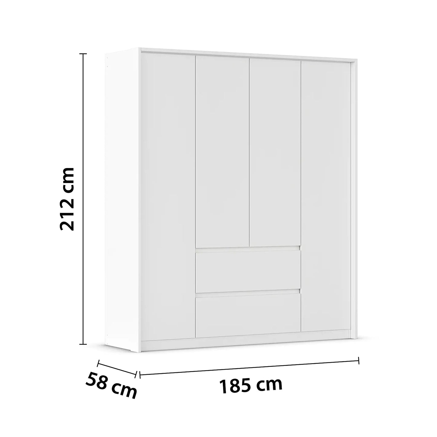 Rauch Leon Alpine White 4 Door Hinged Wardrobe with Drawers – 181cm