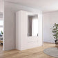 Rauch Leon 4 door mirrored wardrobe with drawers with Passepartout Light Frame - Styled in a room