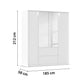 Rauch Leon 4 door mirrored wardrobe with drawers with Passepartout Light Frame - Dimensions