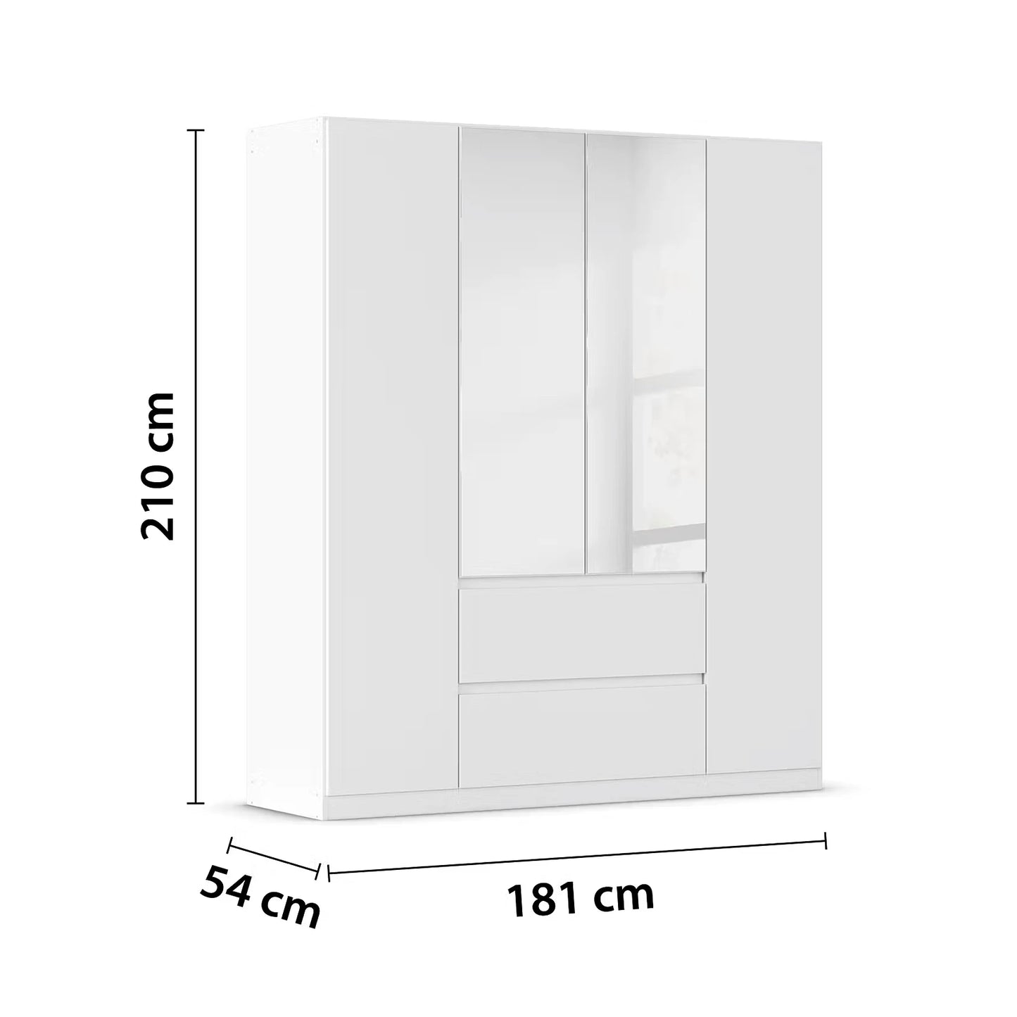 Rauch Leon 4 Door Mirrored Wardrobe 181cm - Dimensions