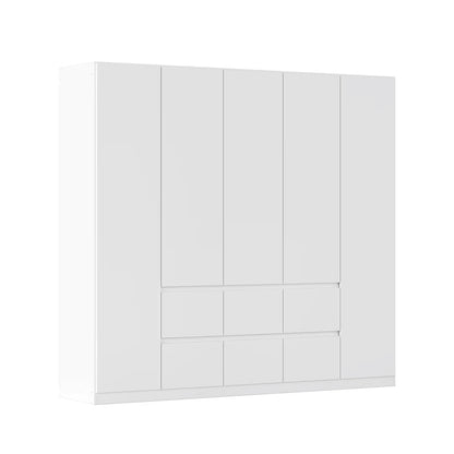 Rauch Leon Alpine White 5 Door 6 Drawer Hinged Wardrobe – 226cm