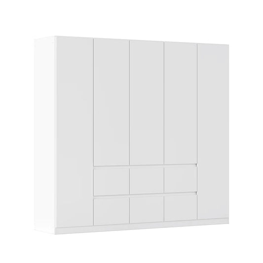 Rauch Leon Alpine White 5 Door 6 Drawer Hinged Wardrobe – 226cm