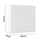 Rauch White Mianz 5 Door Wardrobe wardrobe with dimensions labeled on a white background