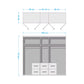 Measurement chart of a Rauch LEON Mainz wardrobe with dimensions labeled
