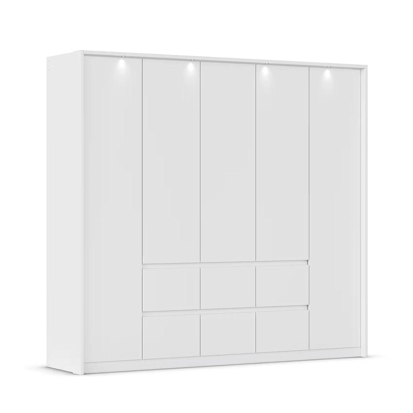 White wardrobe by Rauch with 5 Doors and 6 Drawers with LED Light PPT Frame