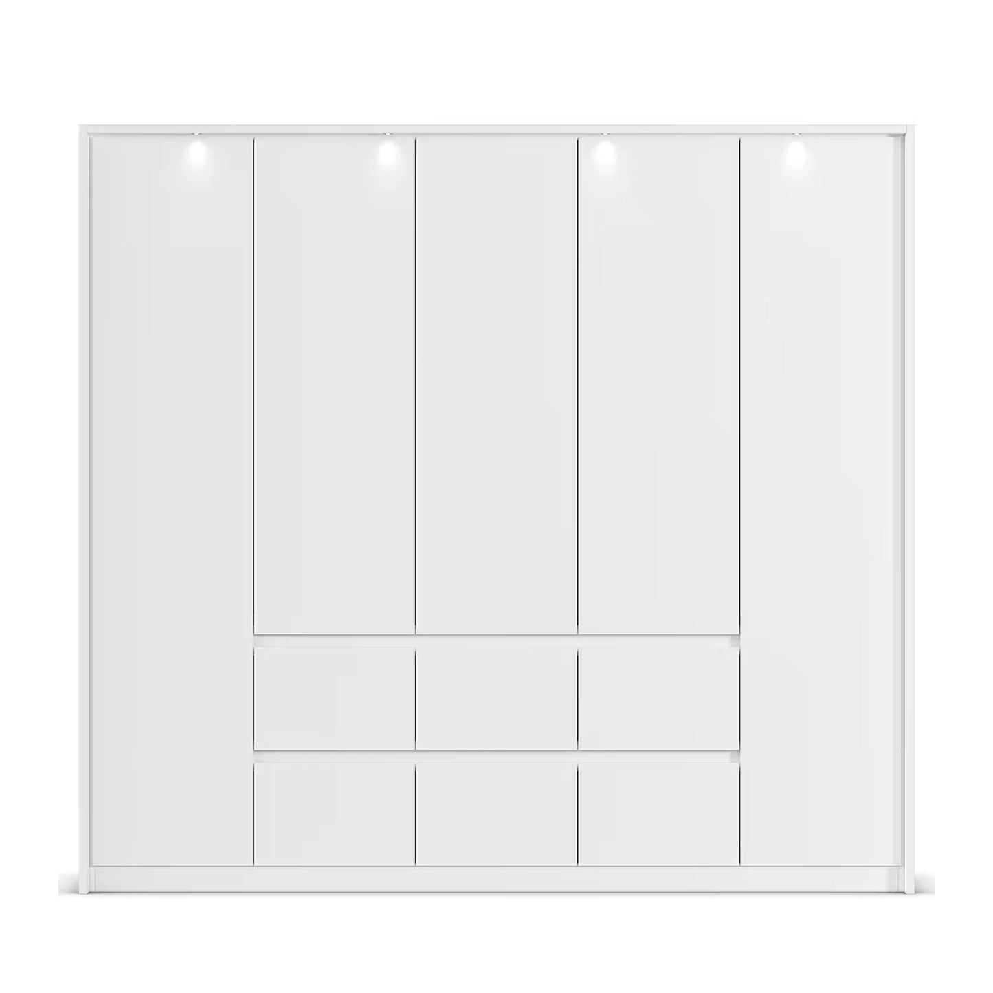 Rauch White 5 Door 6 Drawer Wardrobe with LED Light Frame