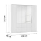 Rauch Leon Alpine White 5 Door 6 Drawer Mirrored Wardrobe – 226cm