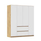 Rauch Mainz Leon Wardrobe with White 4 door 2 Drawers and Artisan Oak Frame 