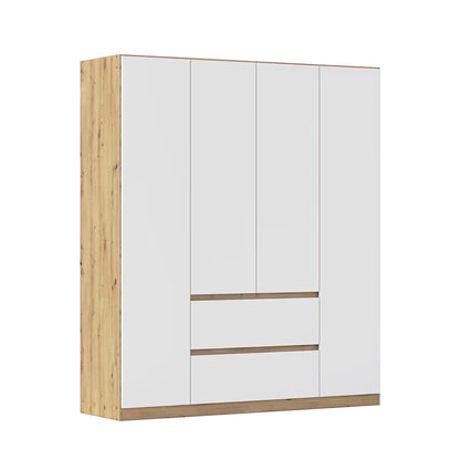 Rauch Leon Oak & White 4 Door 2 Drawer Wardrobe – 181cm