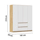 Rauch Leon Oak & White 4 Door 2 Drawer Wardrobe – 181cm