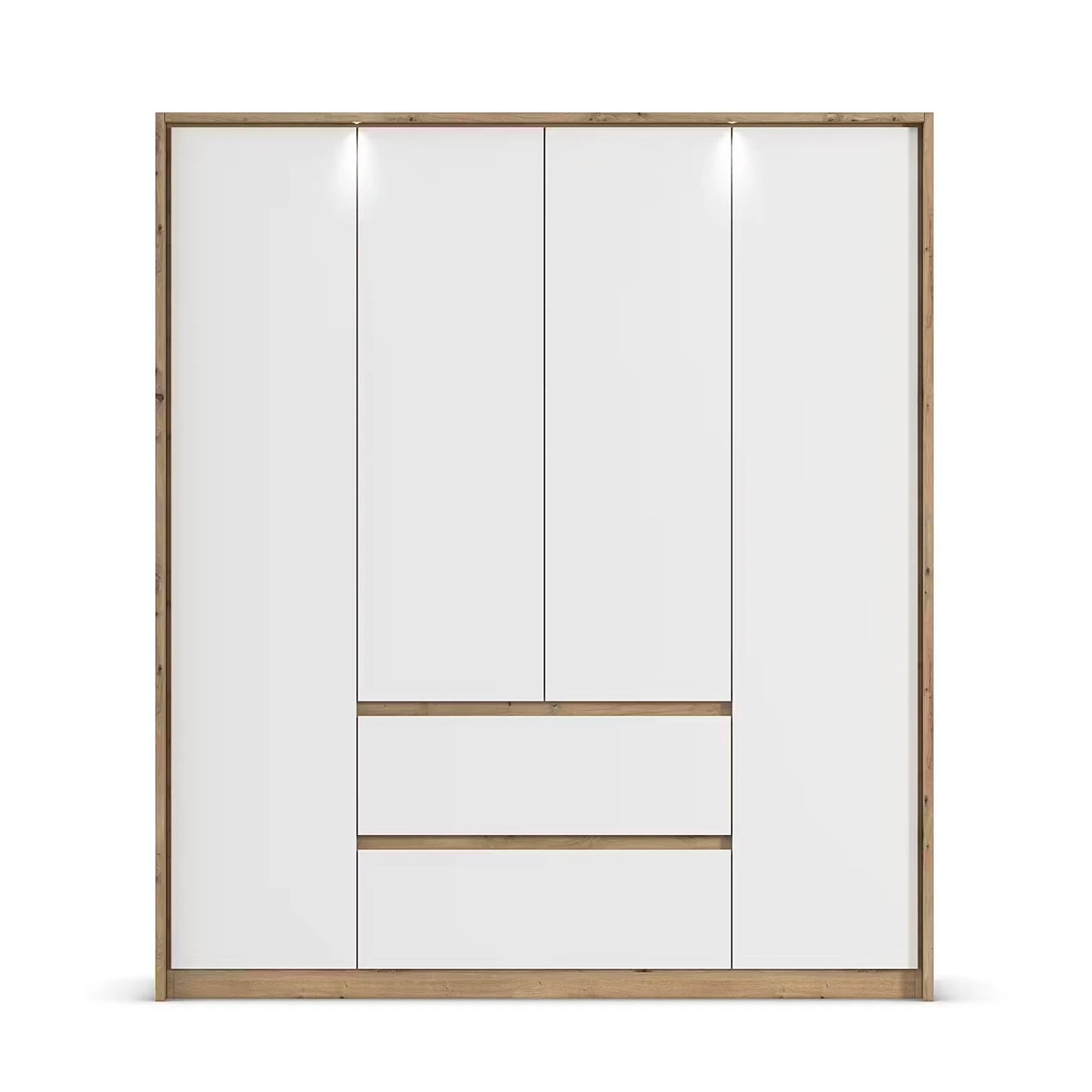 Rauch Leon Oak & White 4 Door 2 Drawer Wardrobe – 181cm