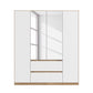 Rauch Leon Oak & White 4 Door 2 Drawer Wardrobe With Mirror – 181cm