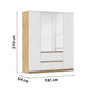 Rauch Leon Oak & White 4 Door 2 Drawer Wardrobe With Mirror – 181cm