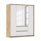 Rauch Leon Oak & White 4 Door 2 Drawer Wardrobe With Mirror – 181cm