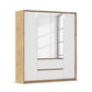 Rauch Leon Oak & White 4 Door 2 Drawer Wardrobe With Mirror – 181cm