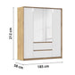 Rauch Leon Oak & White 4 Door 2 Drawer Wardrobe With Mirror – 181cm