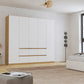 Rauch Mainz Leon 5 Door Wardrobe with Drawers in White and Artisan Oak Colour