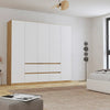 Rauch Mainz Leon 5 Door Wardrobe with Drawers in White and Artisan Oak Colour