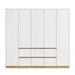 Rauch Leon Oak & White 5 Door 6 Drawer Wardrobe – 226cm