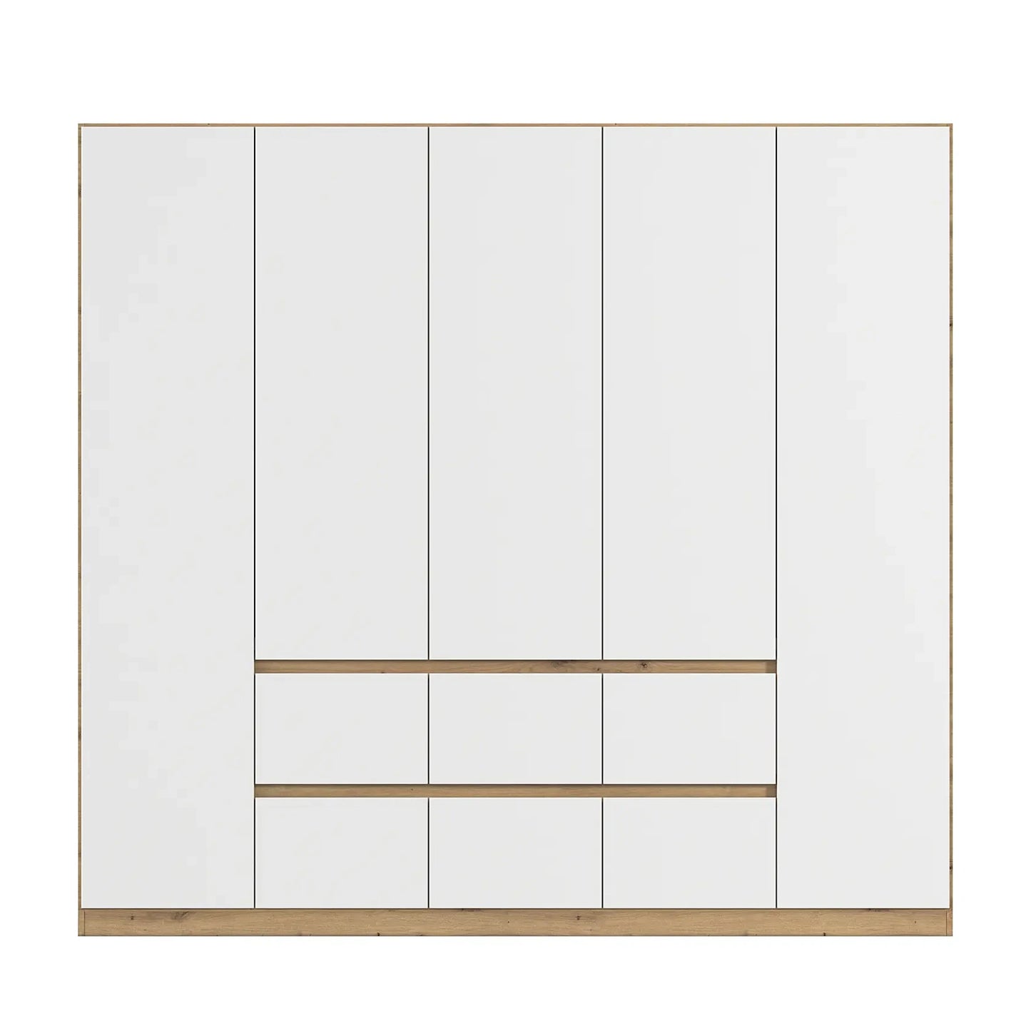 Rauch Leon Oak & White 5 Door 6 Drawer Wardrobe – 226cm