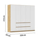 Rauch Leon Oak & White 5 Door 6 Drawer Wardrobe – 226cm