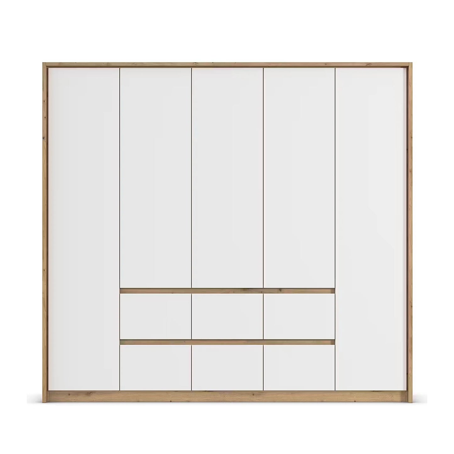 Rauch Leon Oak & White 5 Door 6 Drawer Wardrobe – 226cm