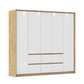 Rauch Leon Oak & White 5 Door 6 Drawer Wardrobe – 226cm