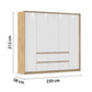 Rauch Leon Oak & White 5 Door 6 Drawer Wardrobe – 226cm