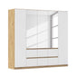 Rauch Leon 5 Door, 6 Drawer Hinged Door Wardrobe With Mirrors in White and Oak colour combination 