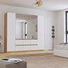 Rauch Leon Mainz 5 Door, 6 Drawer Hinged Door Wardrobe With Mirrors in White and Oak colour combination 