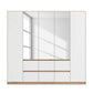 Rauch Leon Oak & White 5 Door 6 Drawer Wardrobe With Mirror– 226cm
