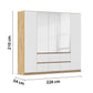 Rauch Leon Oak & White 5 Door 6 Drawer Wardrobe With Mirror– 226cm