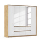 Rauch Leon Oak & White 5 Door 6 Drawer Wardrobe With Mirror– 226cm