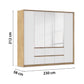 Rauch Leon Oak & White 5 Door 6 Drawer Wardrobe With Mirror– 226cm