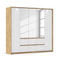 Rauch Leon Oak & White 5 Door 6 Drawer Wardrobe With Mirror– 226cm