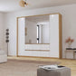 Rauch Leon Oak & White 5 Door 6 Drawer Wardrobe With Mirror– 226cm