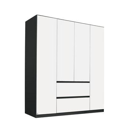 Rauch Leon Graphite & White 4 Door Hinged Wardrobe – 181cm
