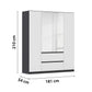 Rauch Leon Graphite & White 4 Door Mirrored Wardrobe – 181cm