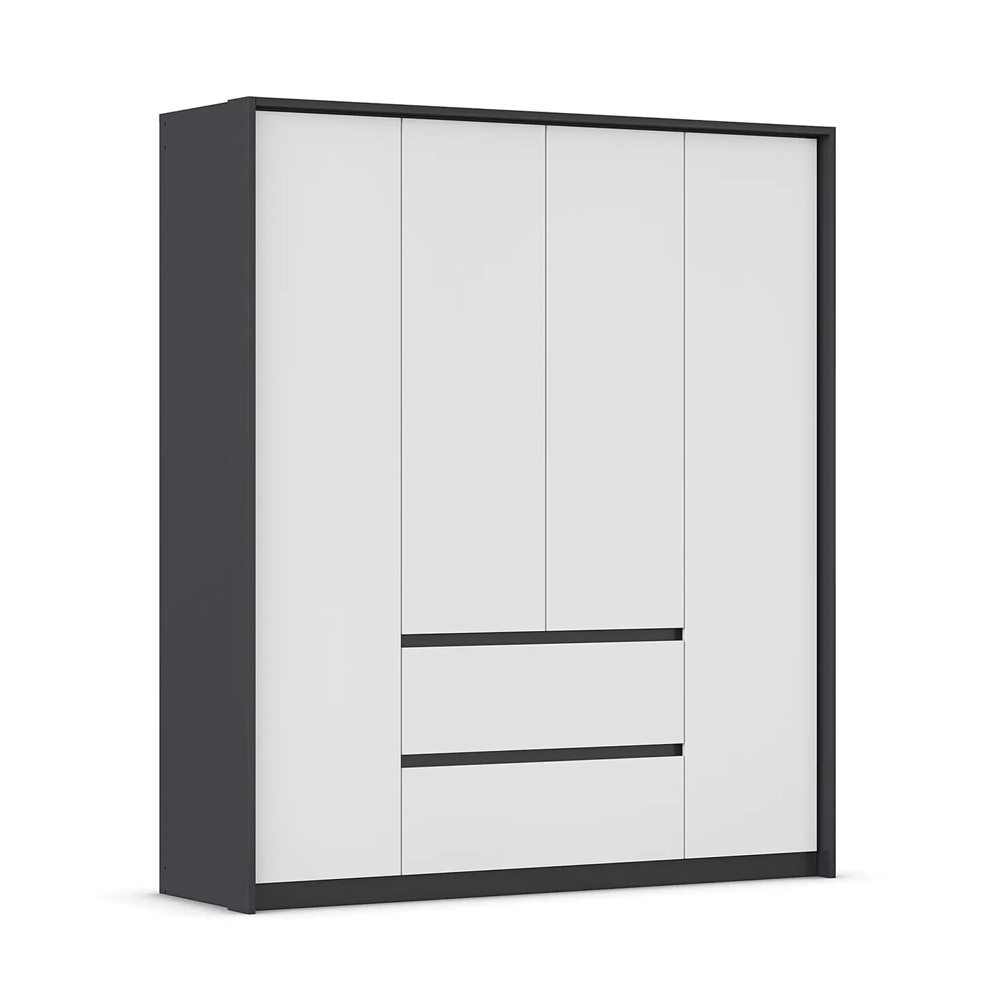 Rauch Leon Graphite & White 4 Door Hinged Wardrobe – 181cm