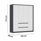 Rauch Leon Graphite & White 4 Door Hinged Wardrobe – 181cm