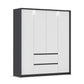 Rauch Leon Graphite & White 4 Door Hinged Wardrobe – 181cm