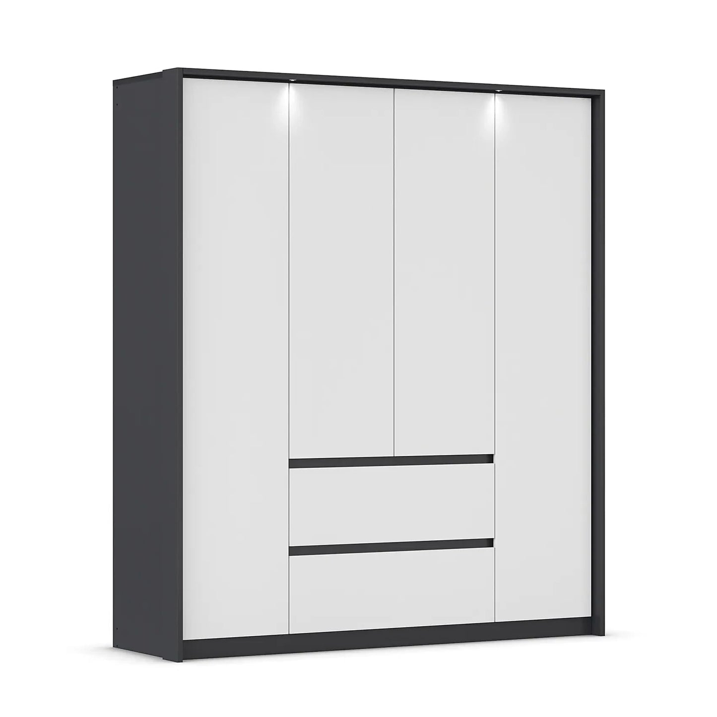 Rauch Leon Graphite & White 4 Door Hinged Wardrobe – 181cm