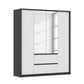 Rauch Leon Graphite & White 4 Door Mirrored Wardrobe – 181cm