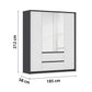Rauch Leon Graphite & White 4 Door Mirrored Wardrobe – 181cm