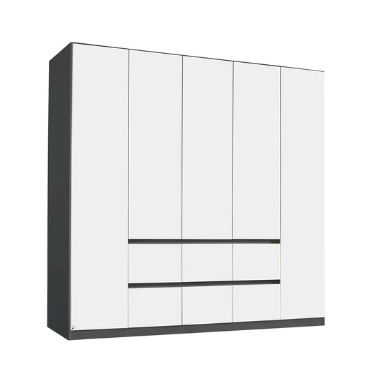 Rauch Leon Graphite & White 5 Door 6 Drawer Wardrobe – 226cm