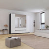 Rauch Leon Graphite & White 5 Door 6 Drawer Mirrored Wardrobe – 226cm